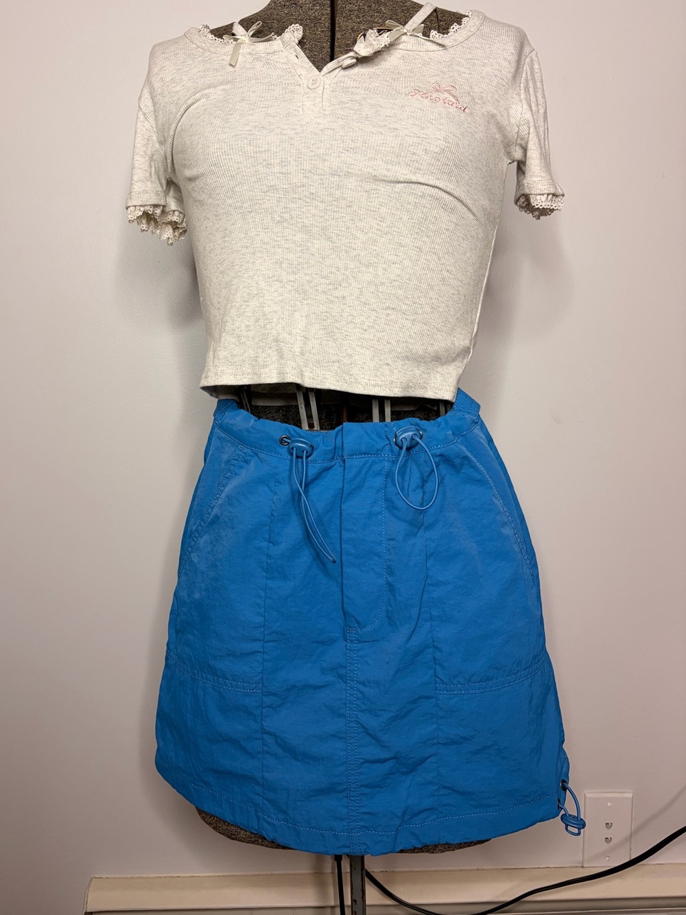 NOBO Bright Blue Drawstring Mini Skirt